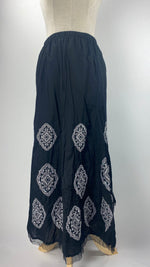 Midi Embroided Skirt, Black