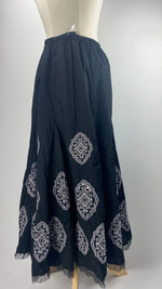 Midi Embroided Skirt, Black