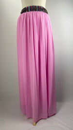 Flowy Maxi Skirt with Beaded Waist, Pink