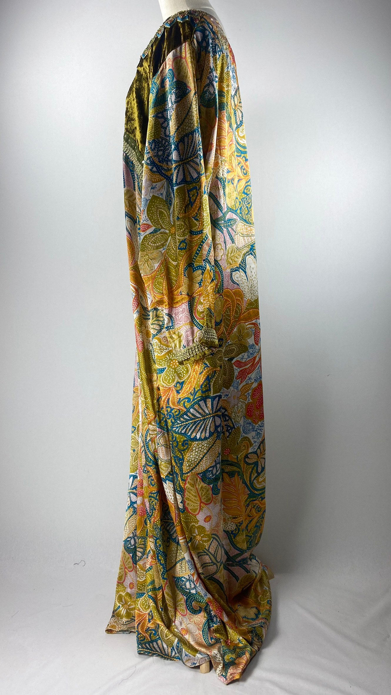 Long Sleeve Colorful Printed Abaya, Beige
