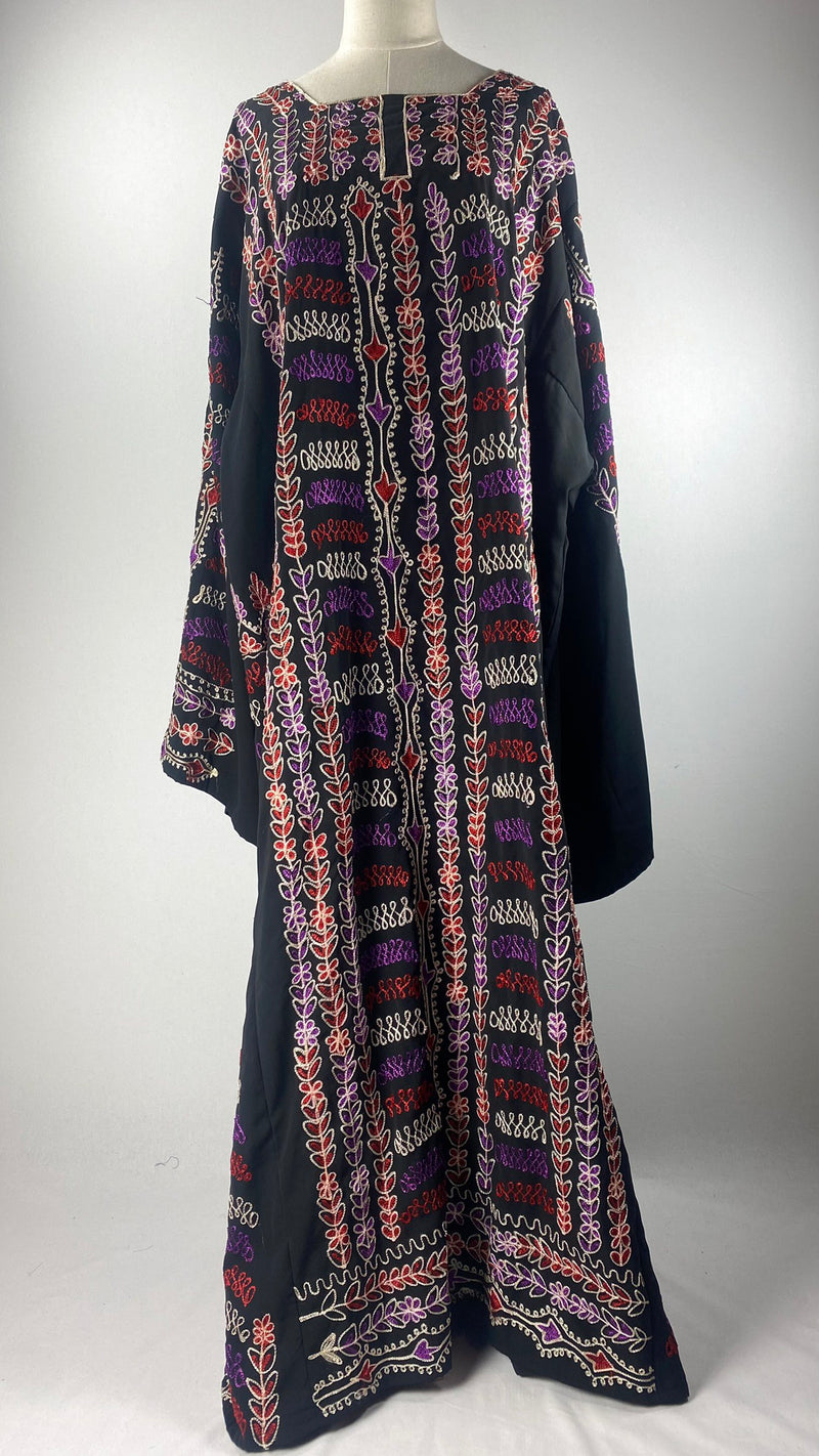Long Sleeve Embroidered Abaya, Black