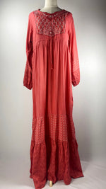 Long Sleeve Printed Maxi Dress, Salmon