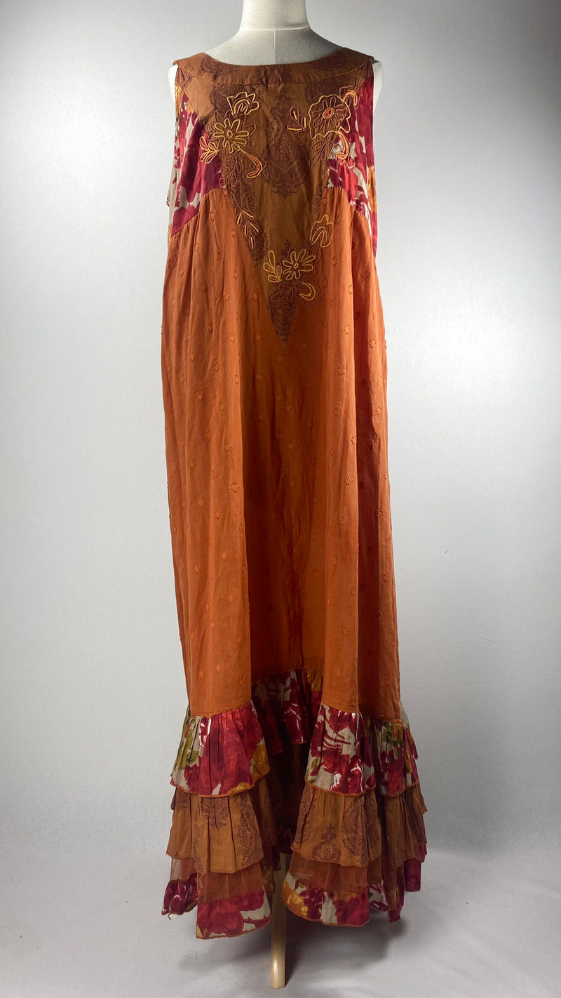 Sleeveless Maxi Dress with Ruffles, Orange
