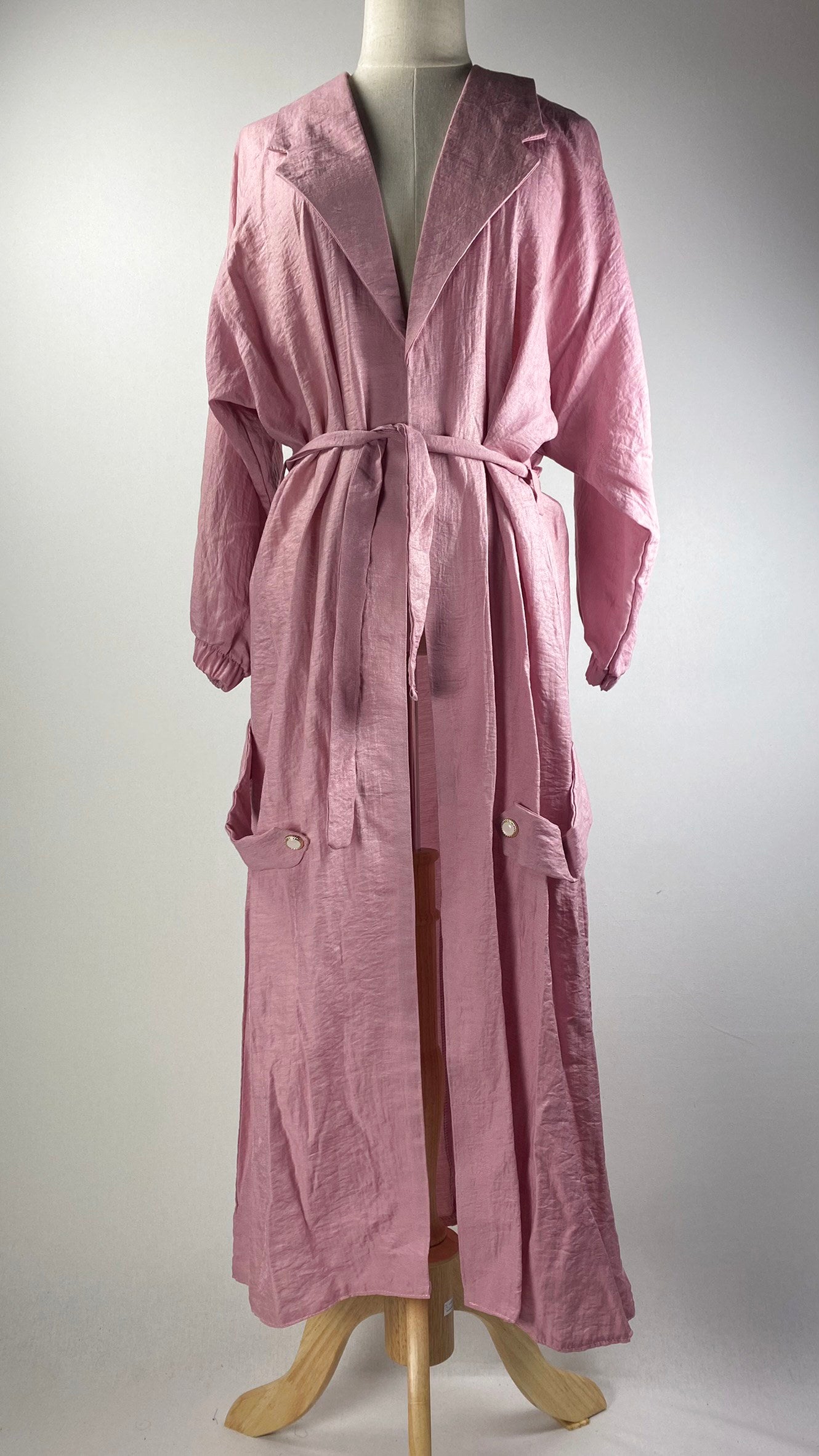 3/4 Sleeve Midi Length Open Cardigan, Pink