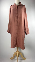 Long Sleeve Knee Length Button Up Top, Pink