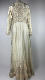 Long Sleeve 3 Piece Maxi Dress from Pakistan with Beading and Embroidery, Off White