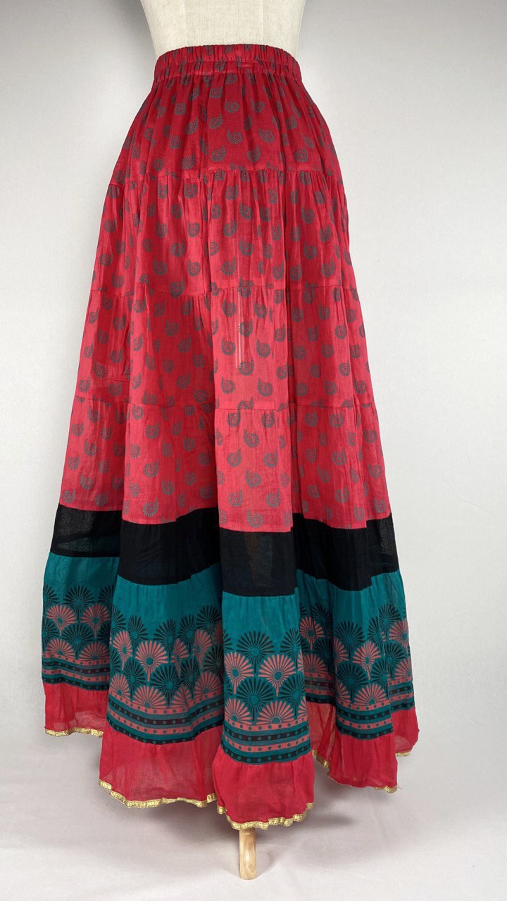 Bold Print Summer Maxi Skirt, Pink