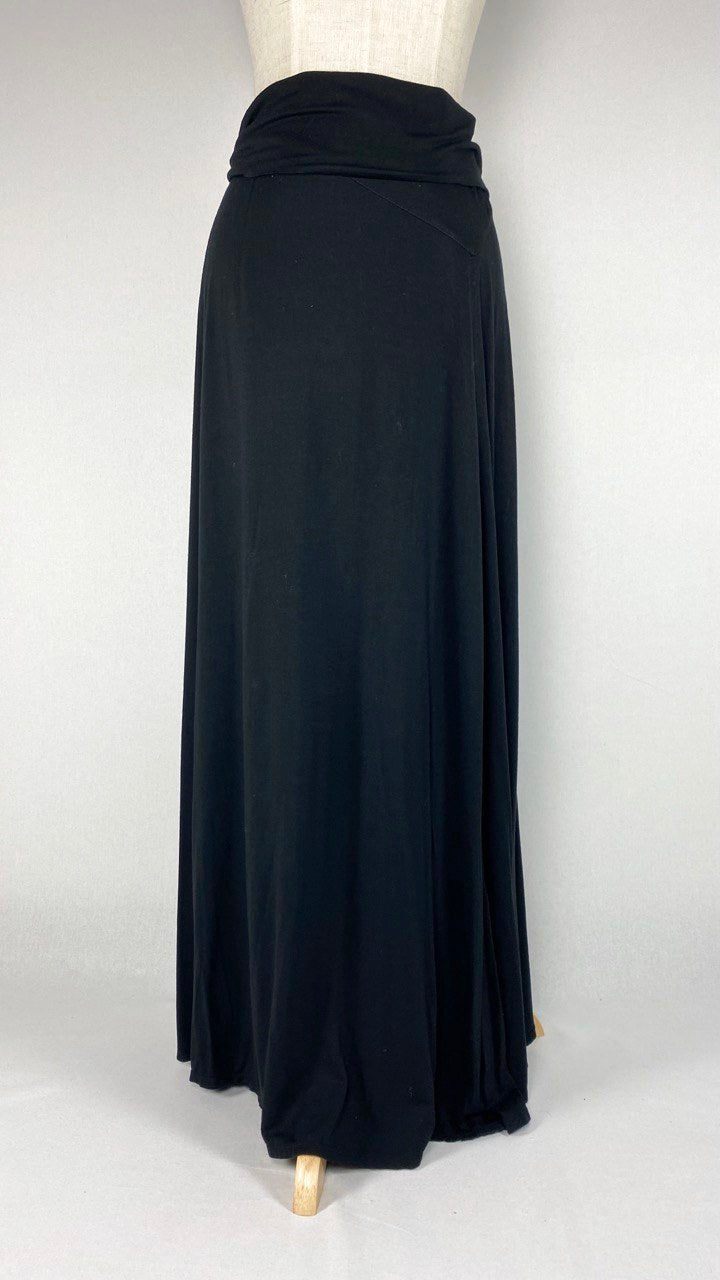 Fold Waist Maxi Skirt, Black