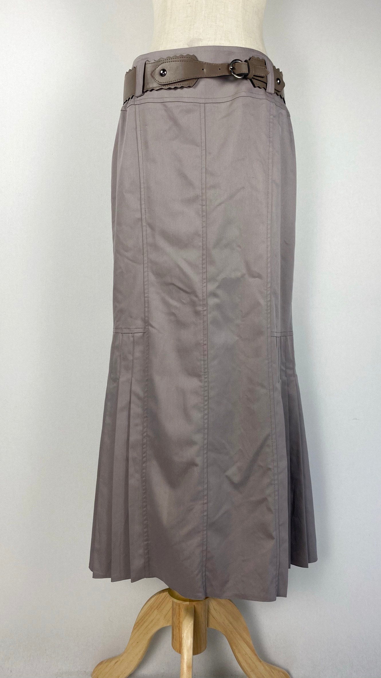 Mermaid Maxi Skirt with Pleats, Taupe