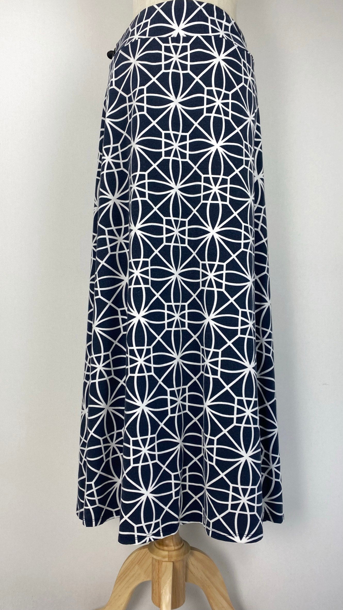 Printed Knit Maxi Skirt, Black