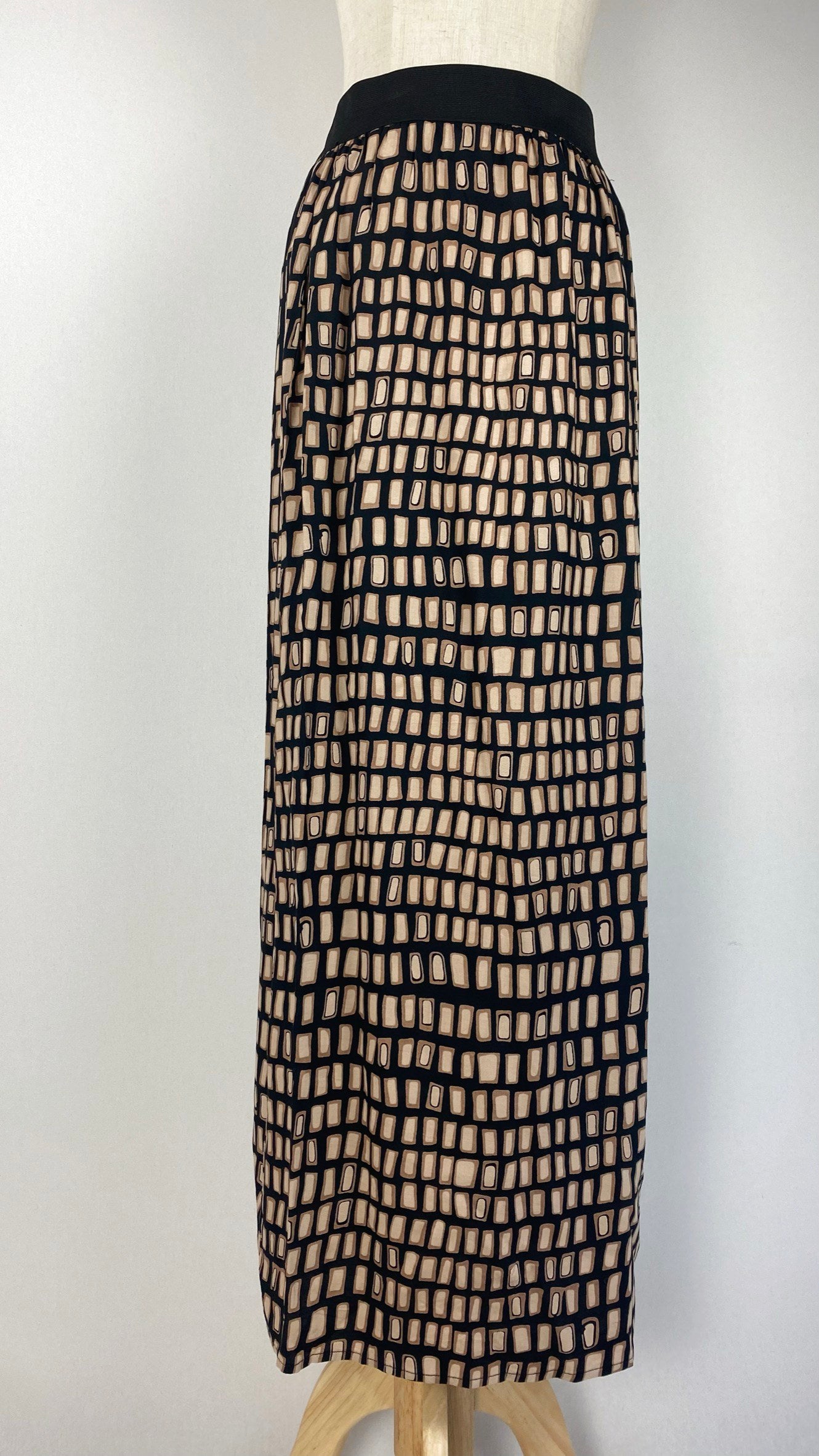 Printed Maxi Skirt, Black