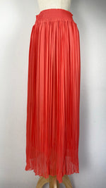 Pleated High Waist Maxi Skirt, Coral