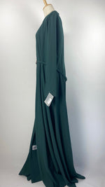 Long Sleeve Button Up A-Line Abaya+ Jilbab, Green