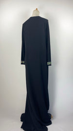 Long Sleeve Closed A-Line Abaya with Pleats, Black