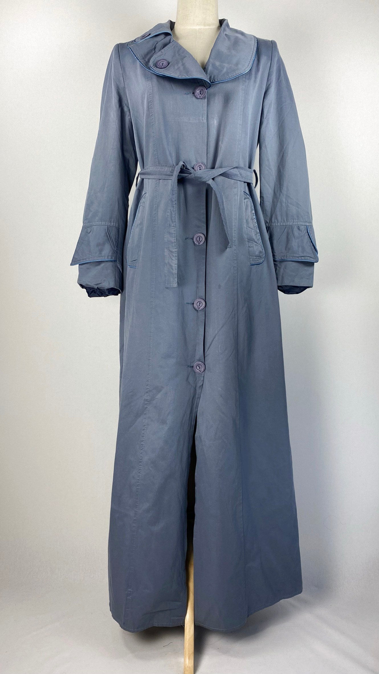 Long Sleeve Button Up Abaya+ Jilbab, Blue Gray