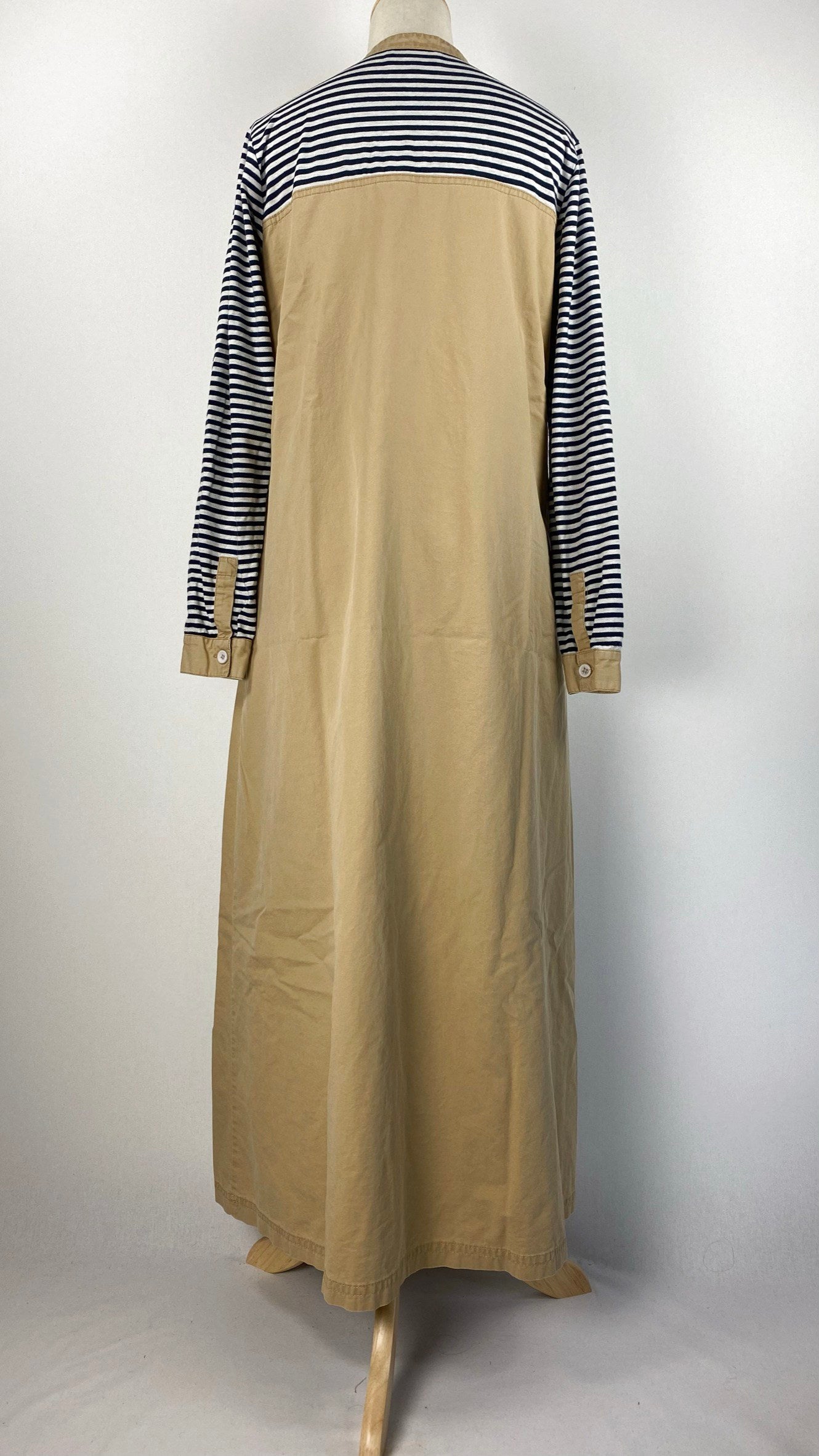 Long Sleeve Striped Abaya+ Dress, Beige