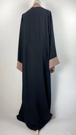 Long Sleeve Faux Two Layer Abaya, Black and Rose