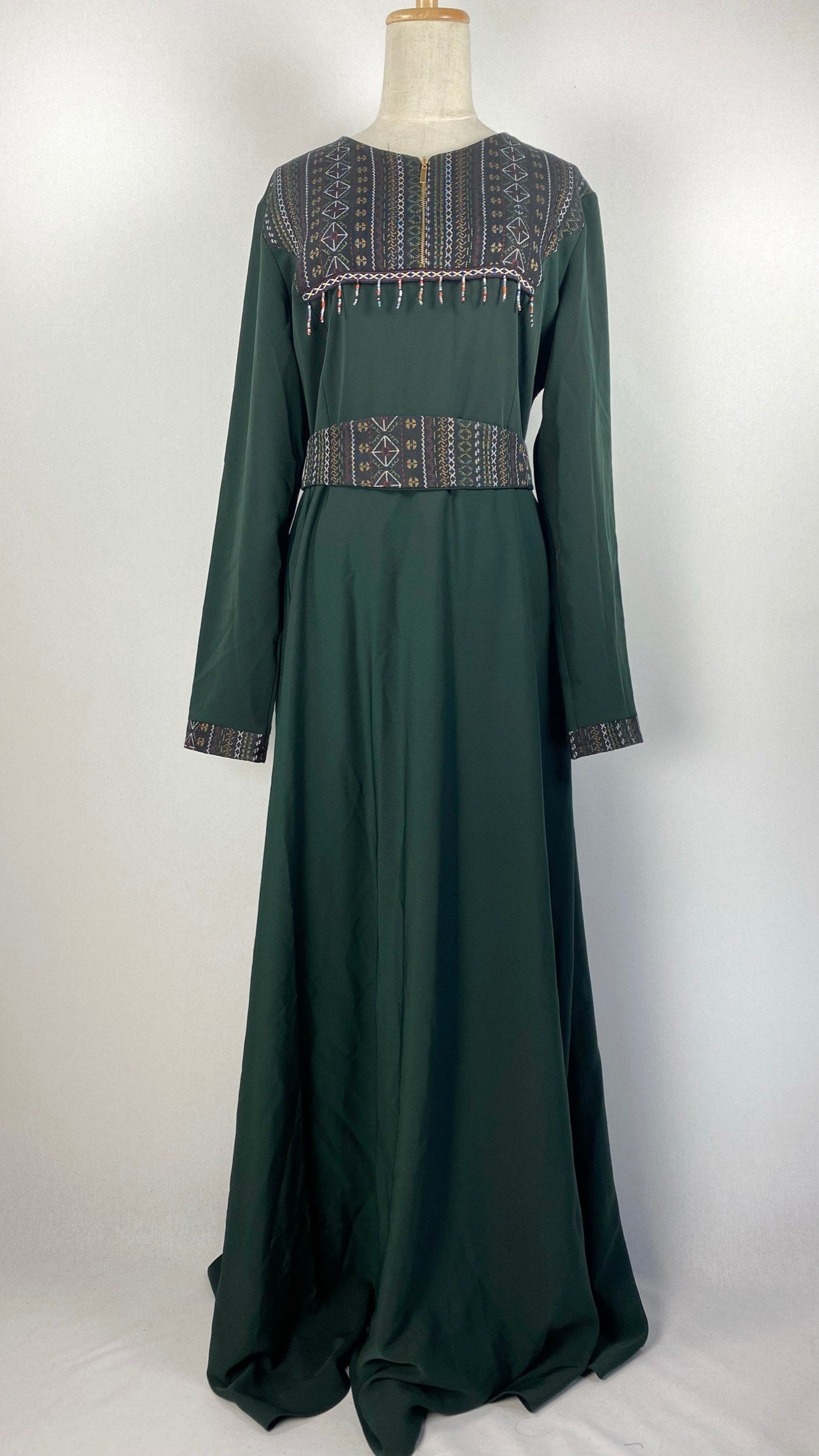 Long Sleeve A-Line Abaya+ Dress, Green