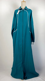 Long Sleeve Zip Up Sporty Abaya, Blue/Green