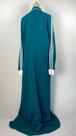 Long Sleeve Zip Up Sporty Abaya, Blue/Green