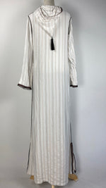 Long Sleeve Moroccan Abaya with Hood, White