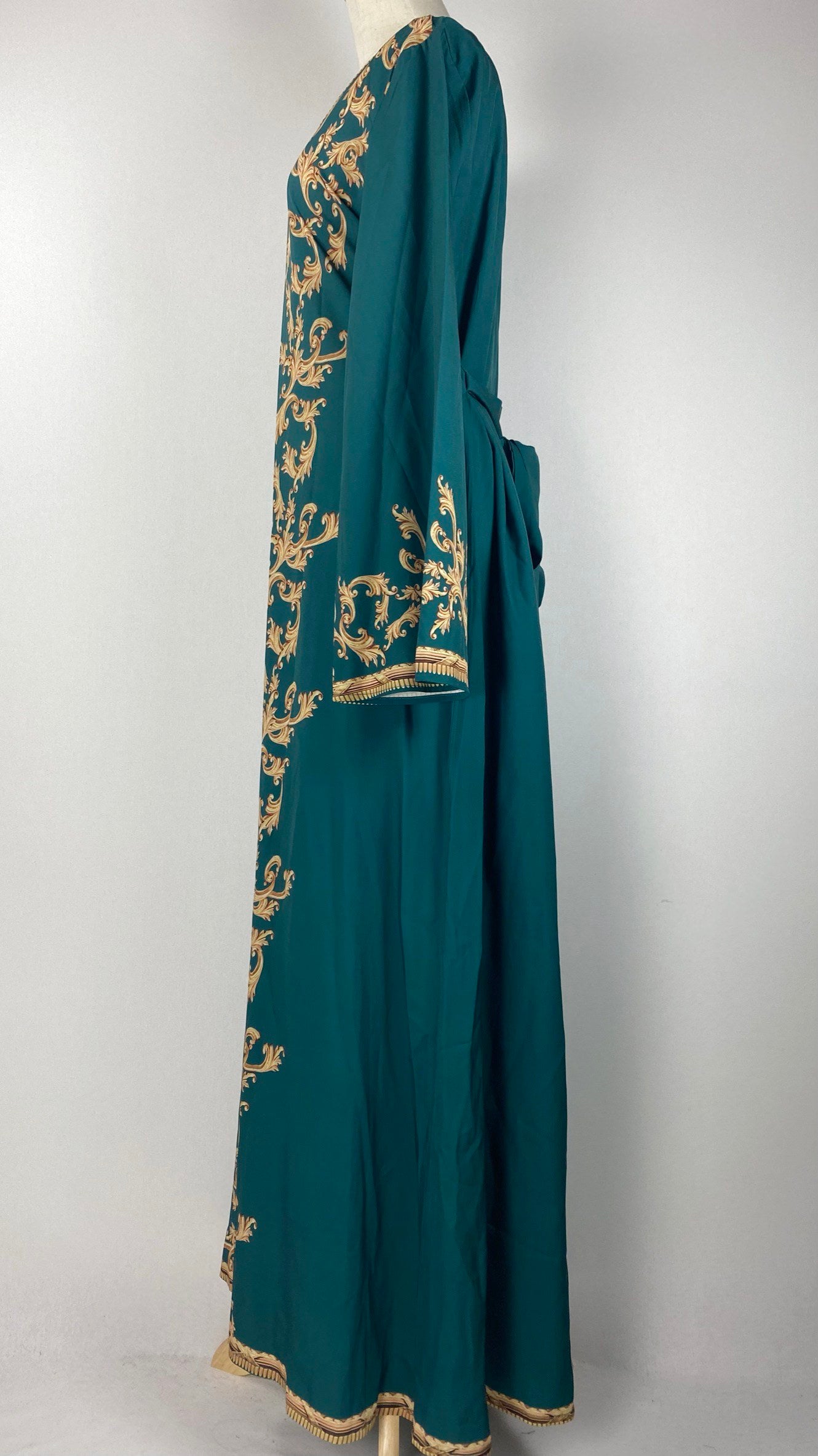 Long Sleeve Printed Abaya, Green