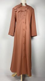 Long Sleeve Button Up Abaya+ Jilbab, Peach