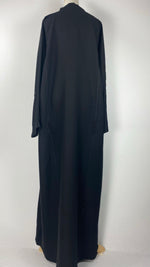 Long Sleeve Snap Button Abaya, Black