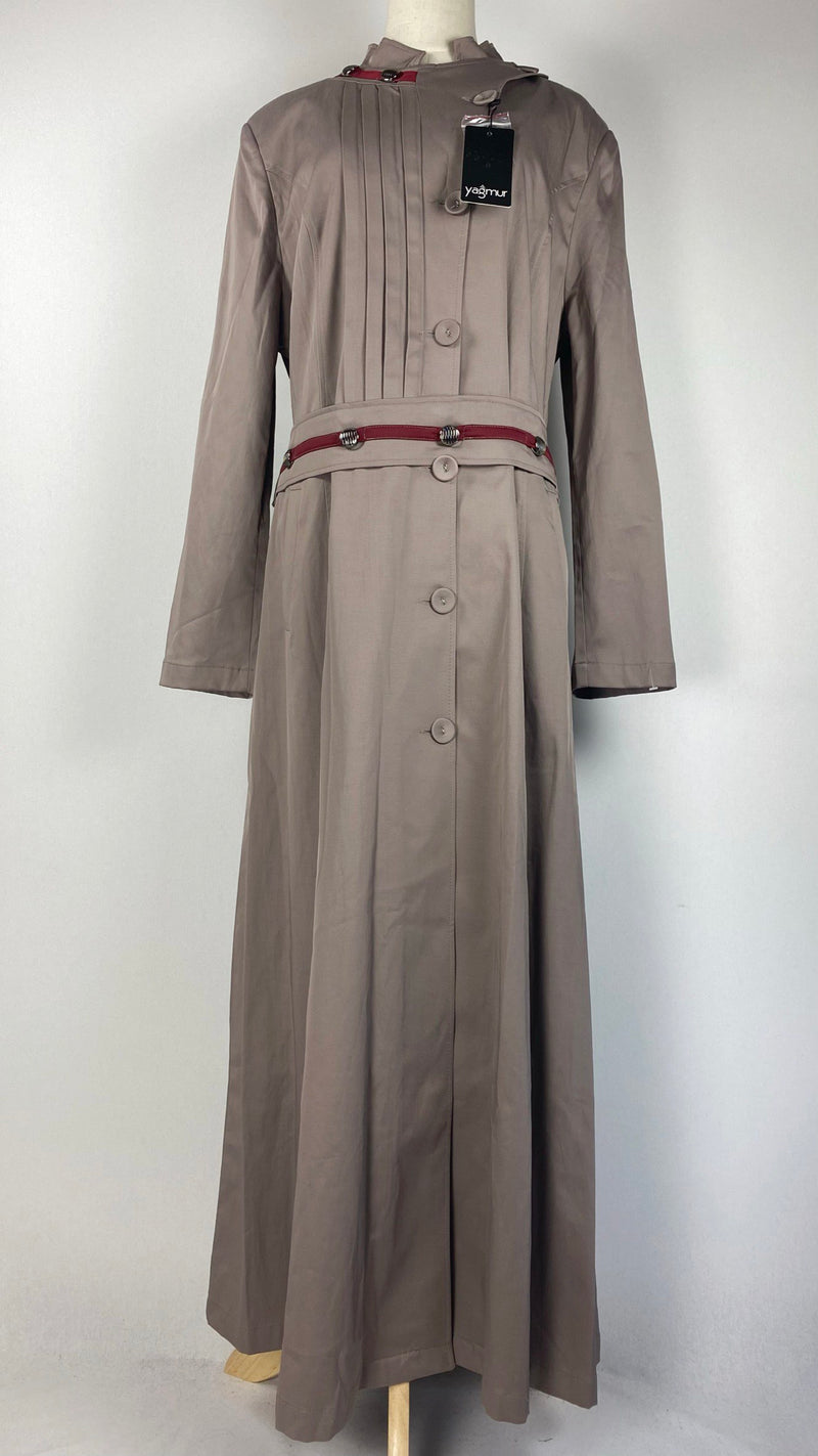 Long Sleeve Button Up Abaya+ Jilbab, Taupe