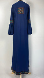 Long Sleeve Pleated Abaya Dress, Navy