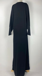 Long Sleeve Zip Up Abaya, Black