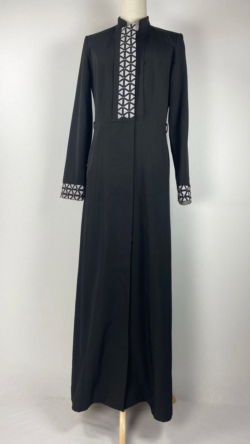 Long Sleeve Button Up Abaya+ Jilbab, Black