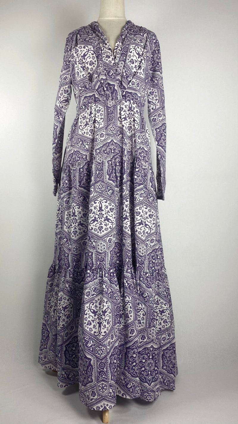 Long Sleeve Paisley Maxi Dress, Purple