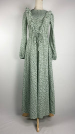 Long Sleeve Patterned Maxi Dress, Green