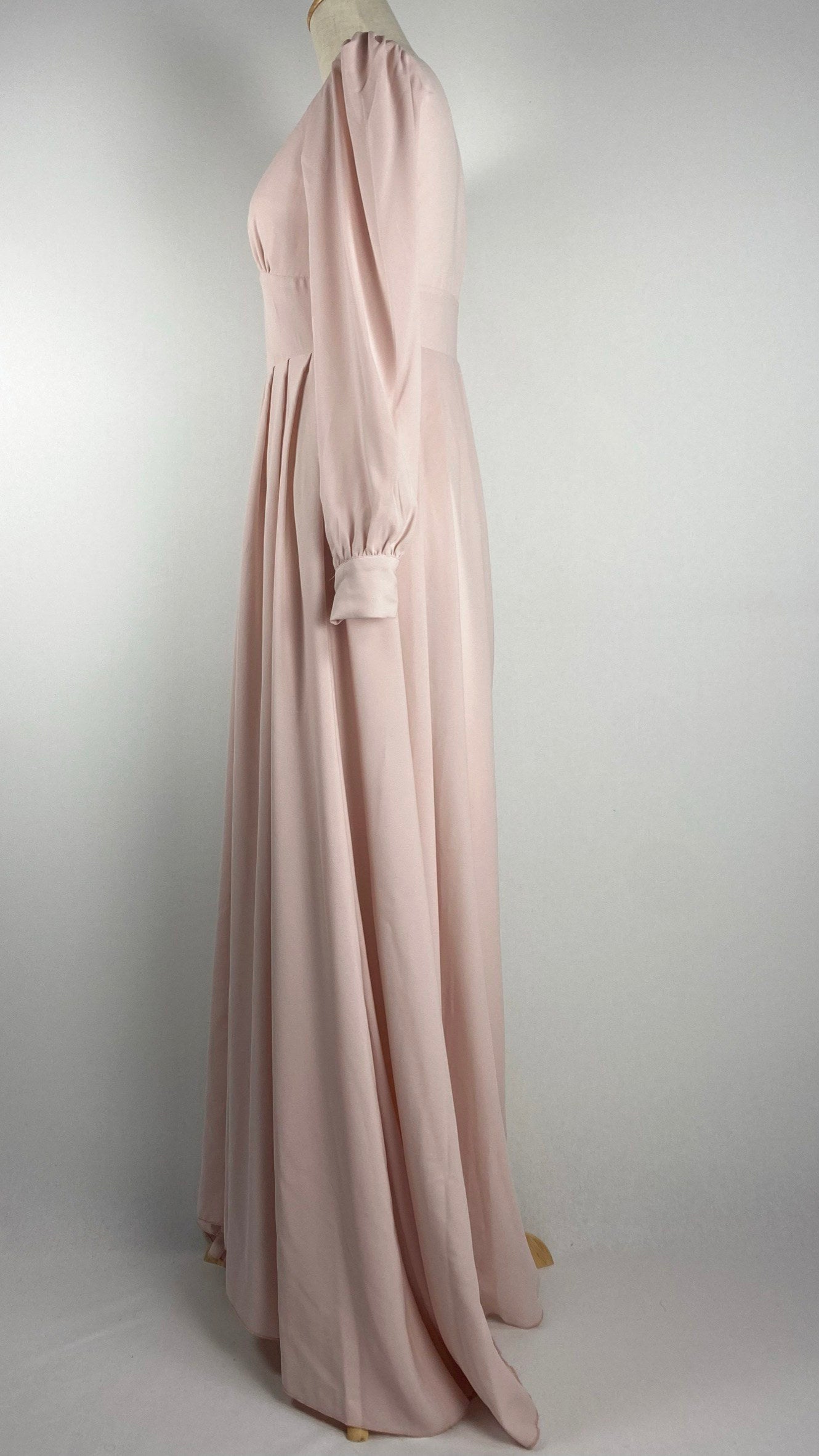 Long Sleeve Pleated Maxi Dress, Pink