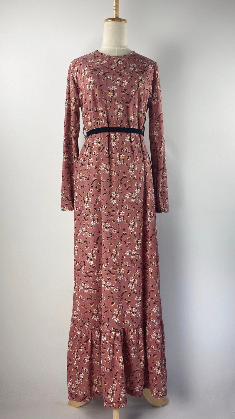 Long Sleeve Printed Maxi Dress, Rose