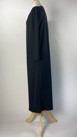 Long Sleeve Ribbed Open Maxi Cardigan, Black