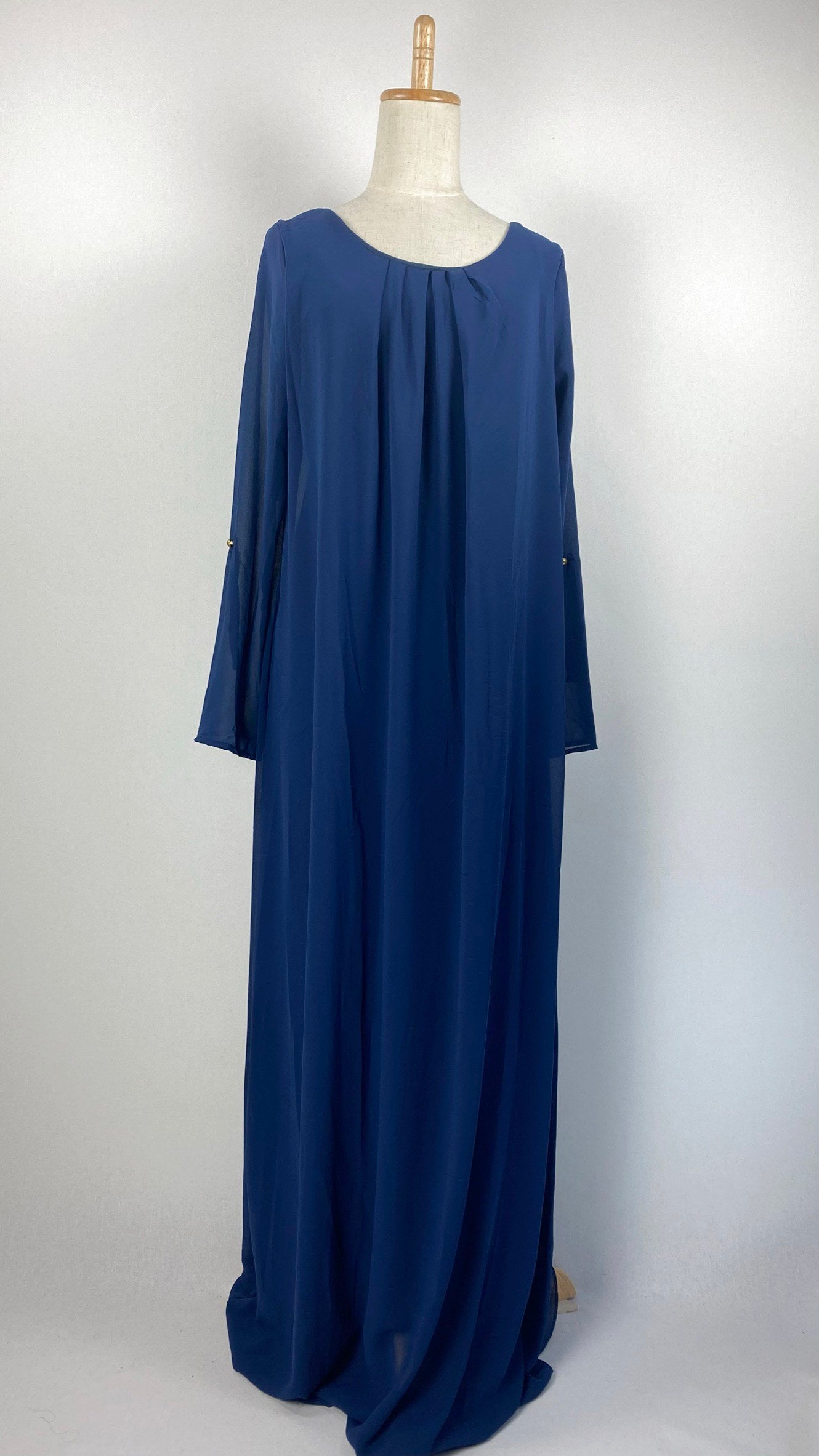 Long Sleeve Sheer with Lining Maxi Dress, Navy