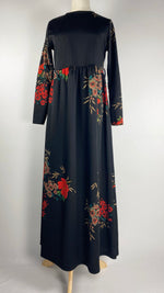 Long Sleeve Printed Maxi Dress, Black