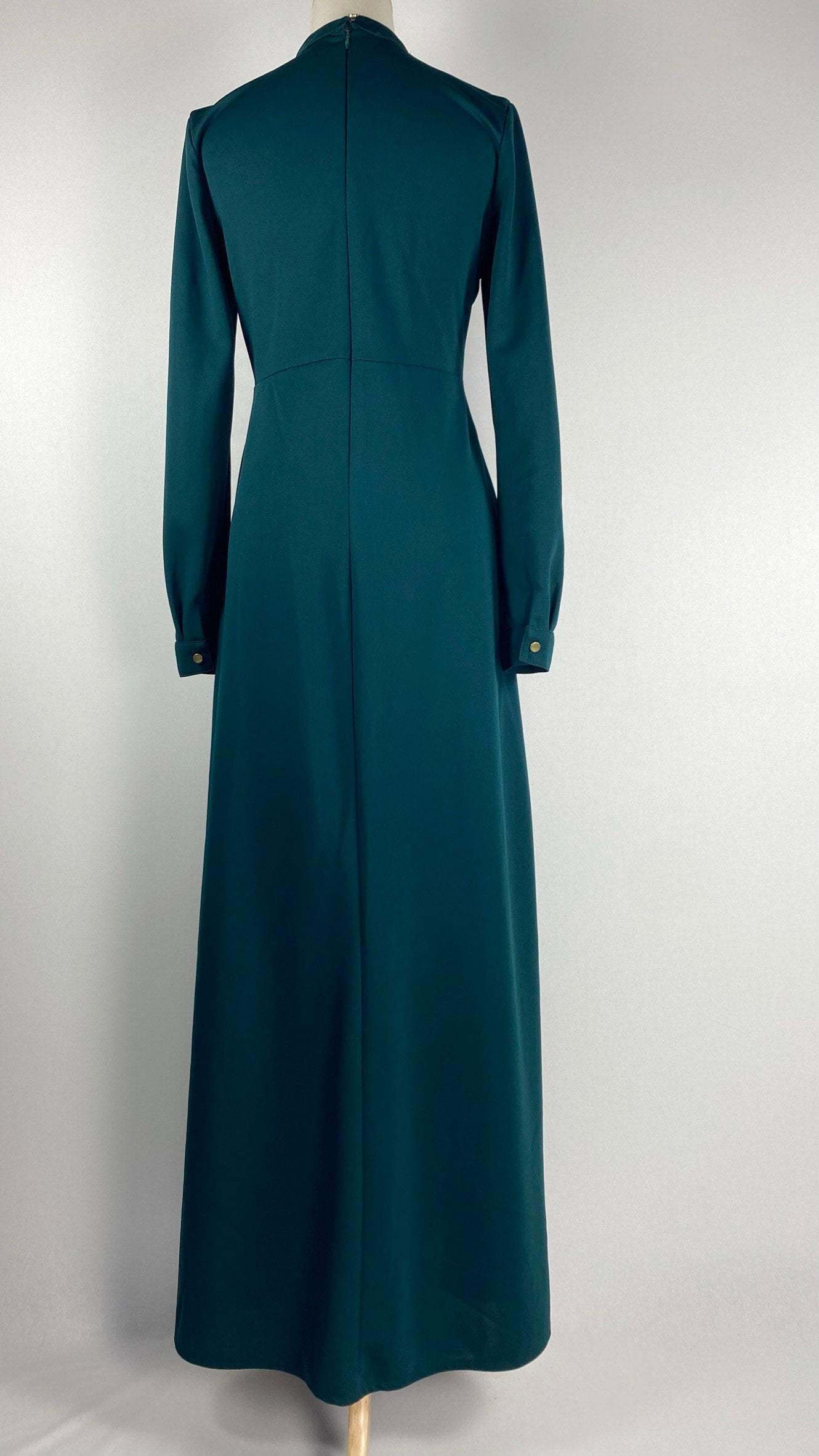 Long Sleeve Maxi Dress with Pleats + Pearls, Green