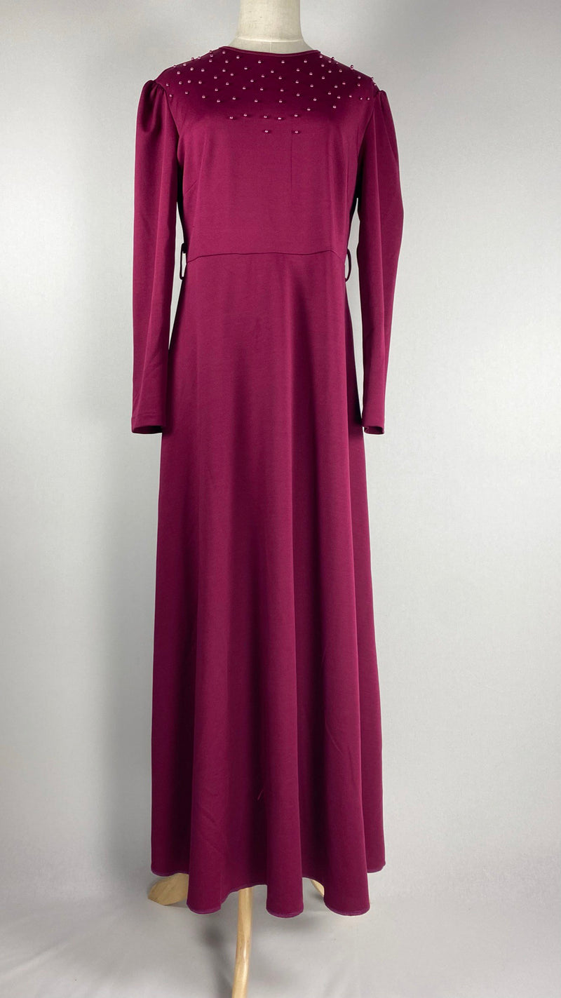 Long Sleeve Maxi Dress with Pearls, Pink