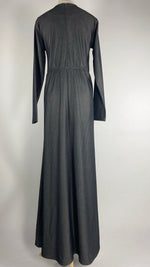 Long Sleeve Cinched Waist Maxi Dress, Gray