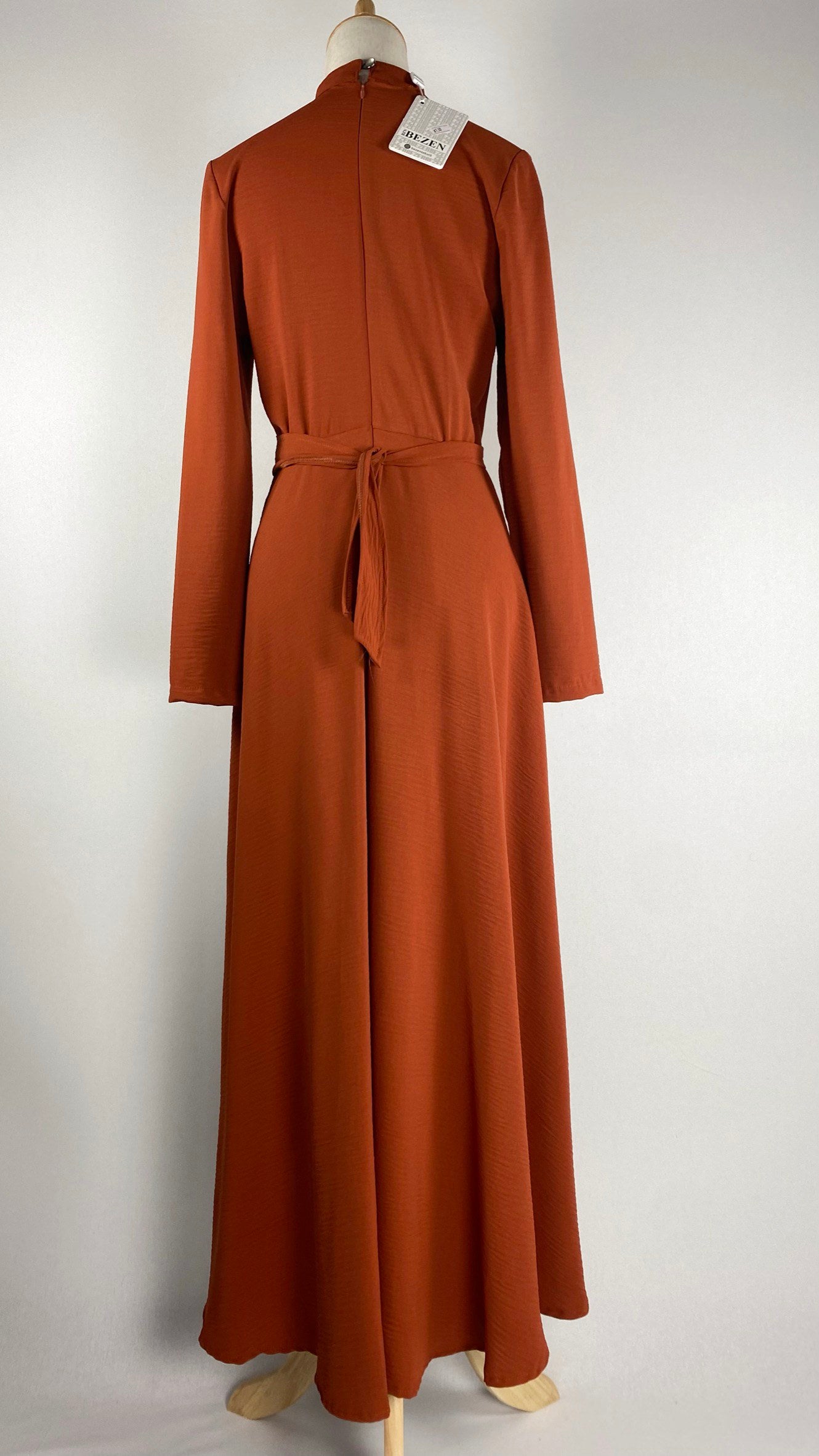 Long Sleeve Crinkle Maxi Dress, Orange