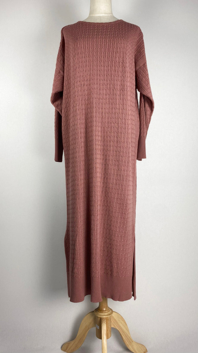 Long Sleeve Knit Maxi Sweater Dress, Pink