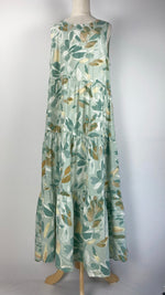 Sleeveless Printed Maxi Dress, Green