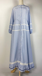 Long Sleeve Striped Button Up Maxi Dress, Blue