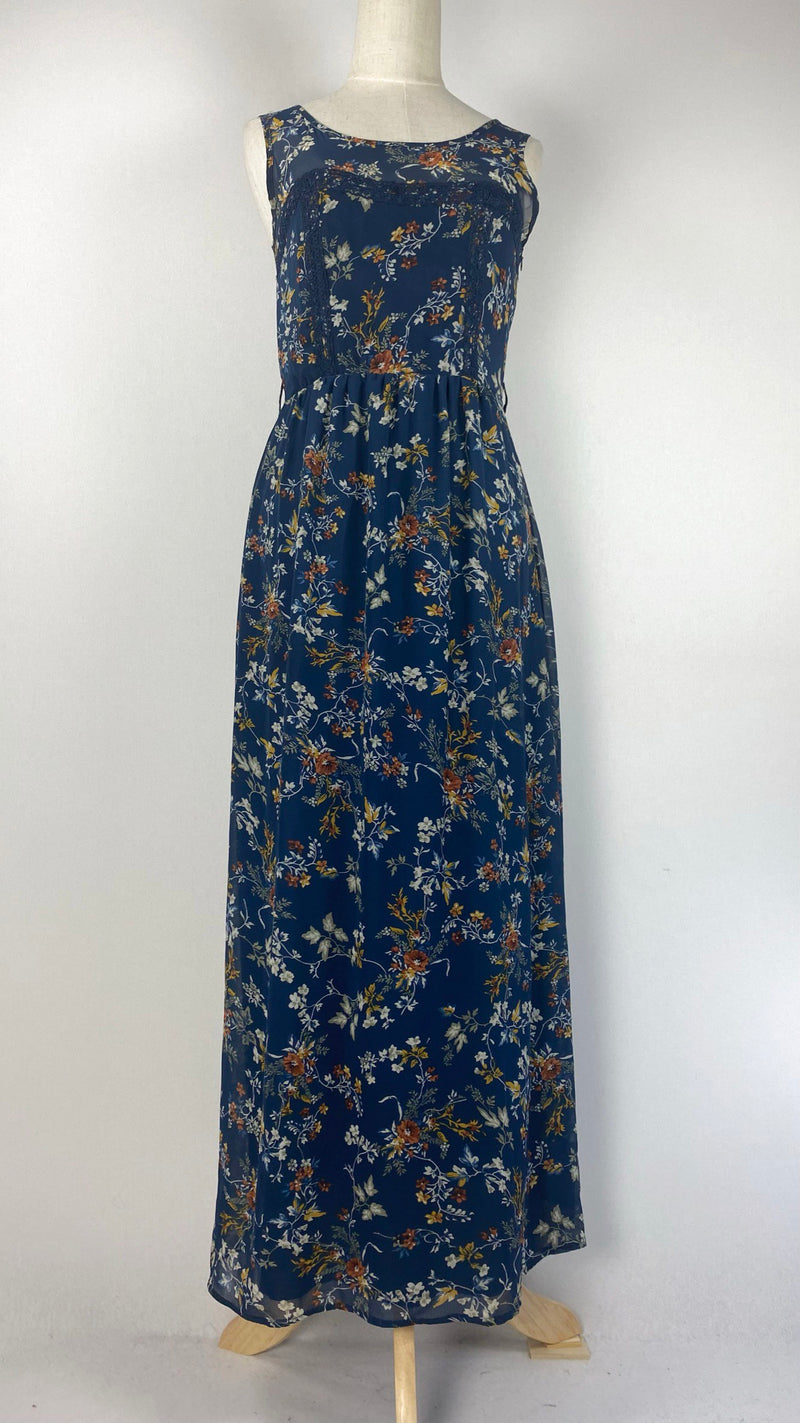 Sleeveless Printed Maxi Dress, Navy