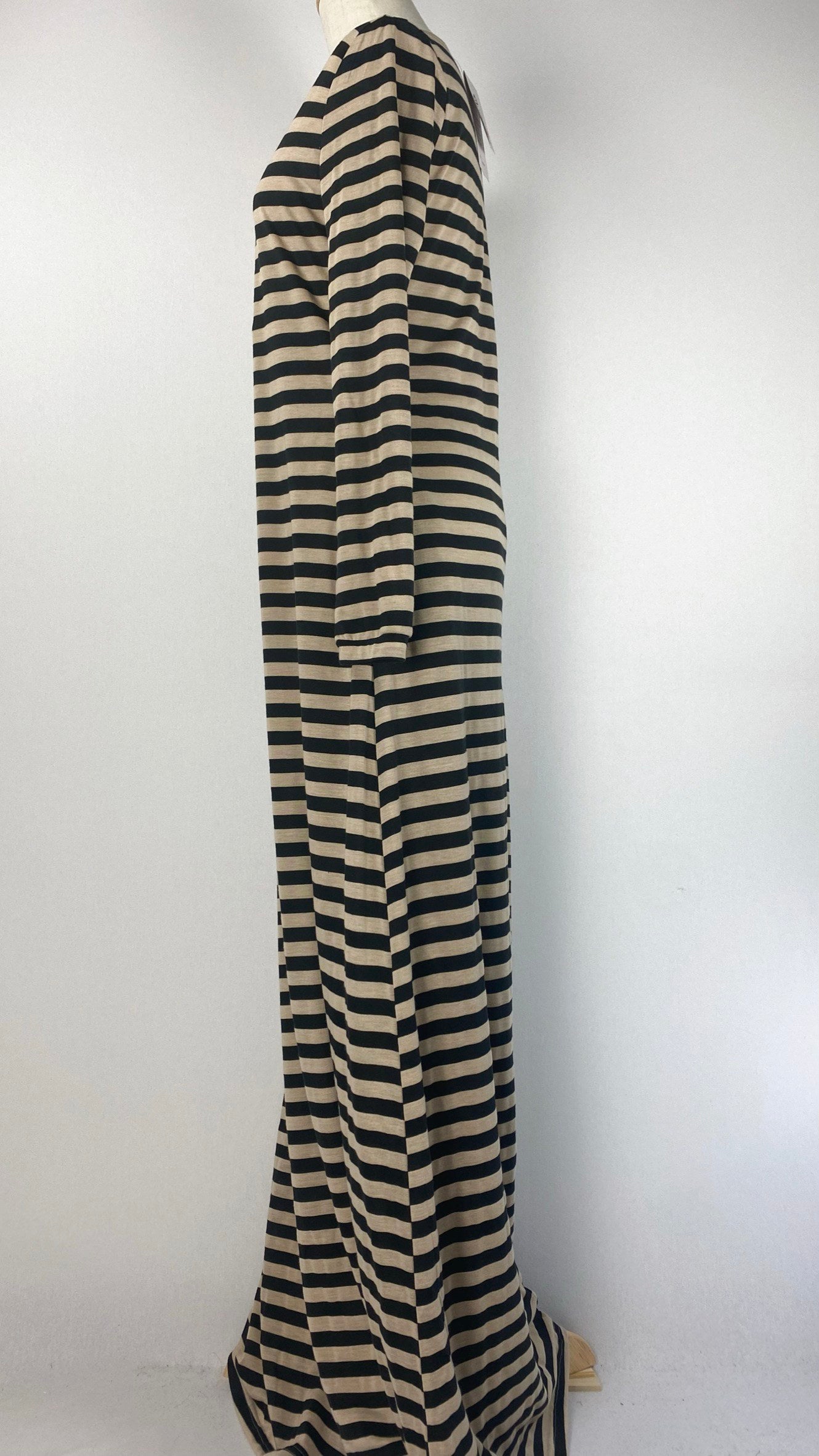 Long Sleeve Striped Maxi Dress, Beige