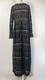 Long Sleeve Two Layer Maxi Dress, Black