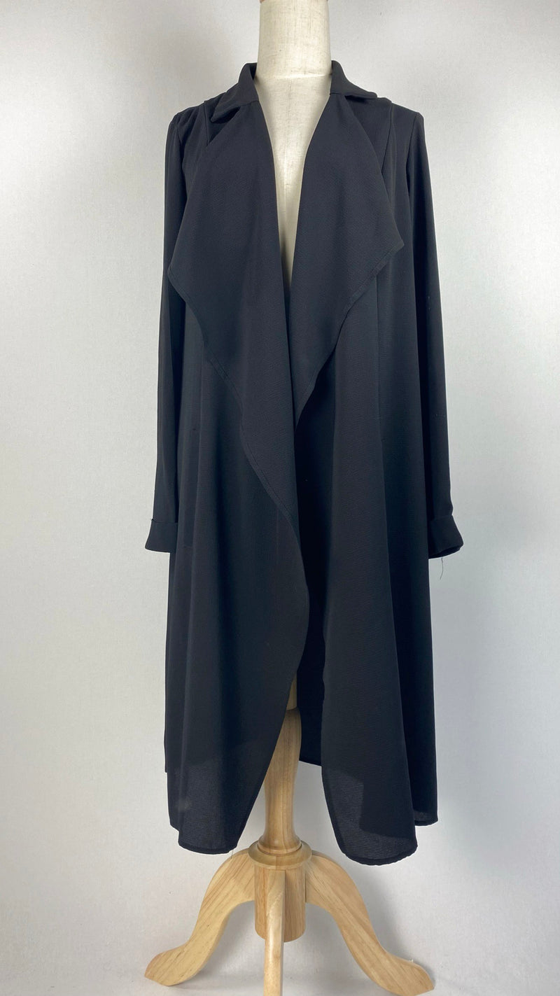 Long Sleeve Knee Length Open Cardigan, Black